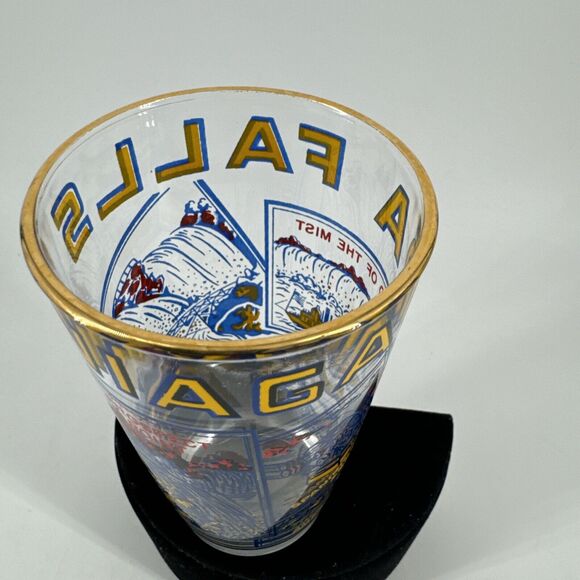 Niagra Falls Glass Tumbler Gold Rim Vintage Collectible Free Shipping - Picture 8 of 14